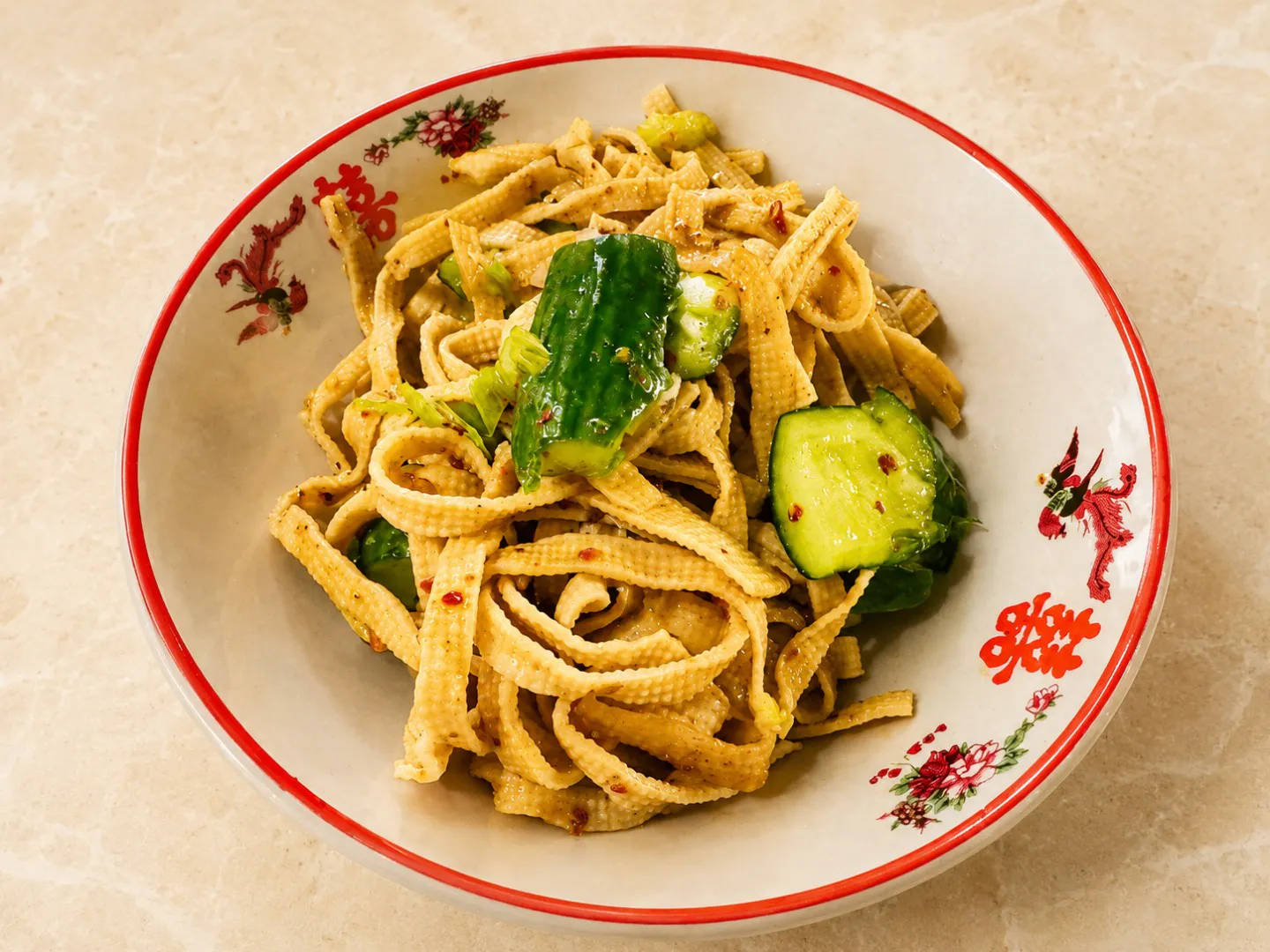 Spicy Cucumber Salad with Bean Curd at Kung Fu Noodle, a Chinese Noodle Restaurant in Natick